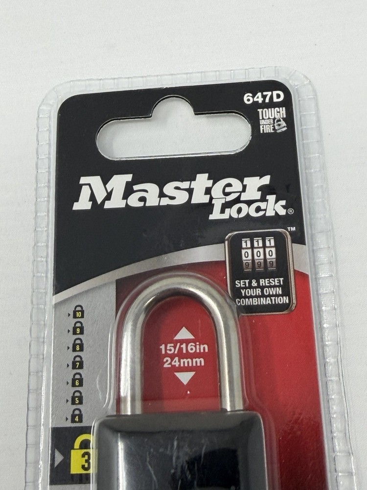 Master Lock 647D 3 Digit Combination Padlock Resettable 24mm New Sealed