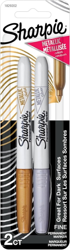 Metallic Fine Point Permanent Marker, Assorted Colors, 2-Pack - 1829202