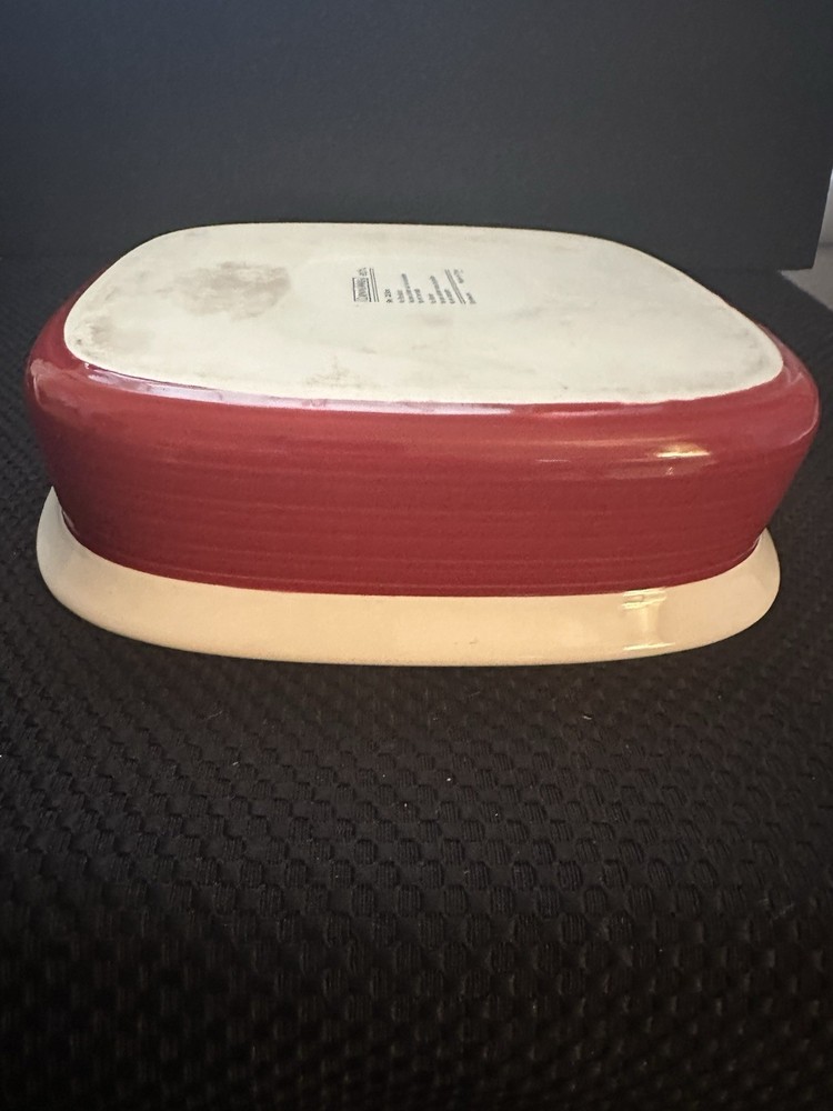 Corning Ware Etch Stoneware Red Small Baking Dish 27 Oz, 9 1/2 inch; EUC