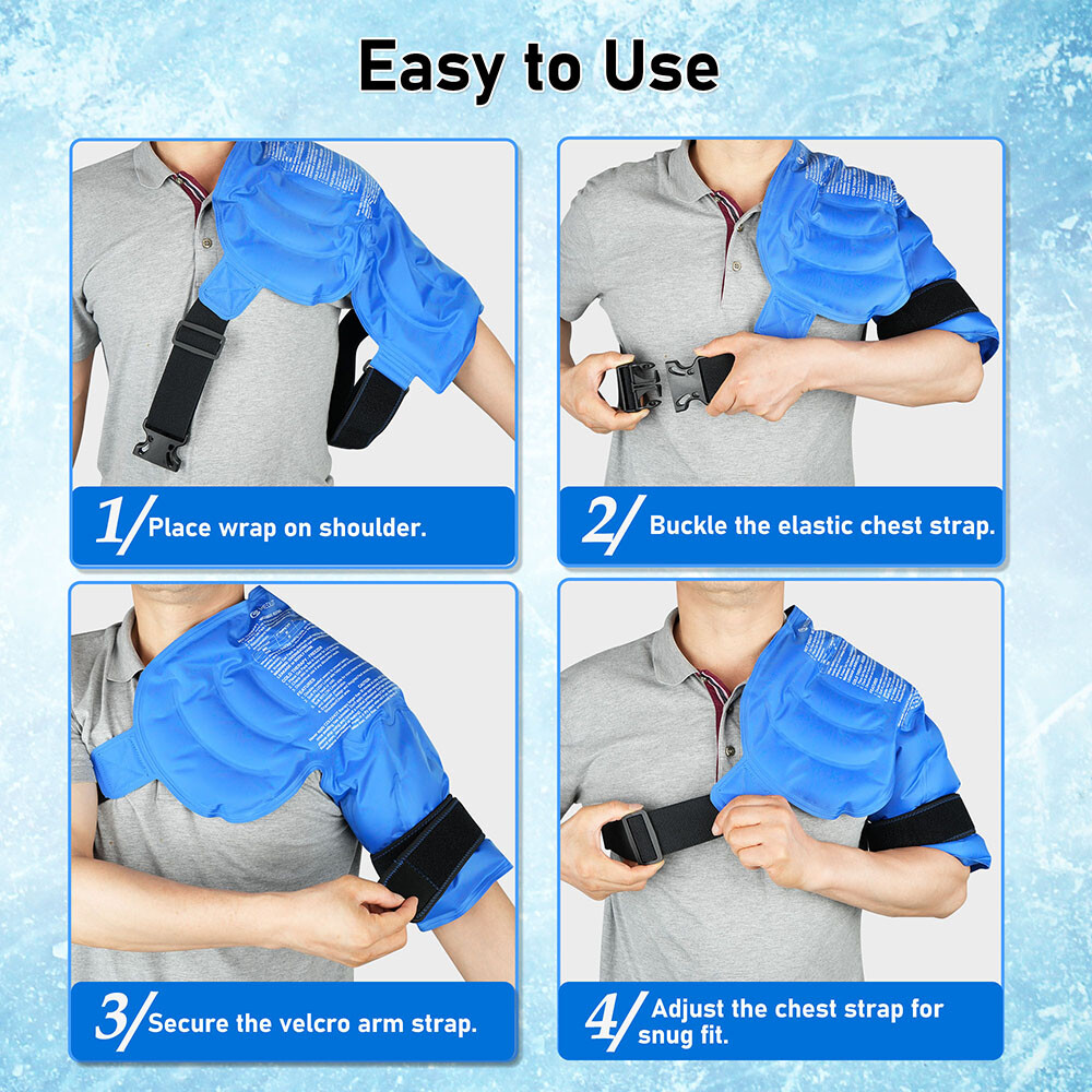 Shoulder Gel Ice Pack Hot Cold Therapy Wrap for Pain Relief Injuries Reusable