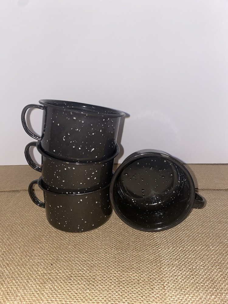 Black Enamelware Camping Mugs