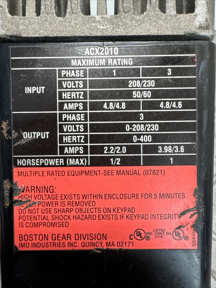 ACX2010 BOSTON GEAR 1HP 3Phase
