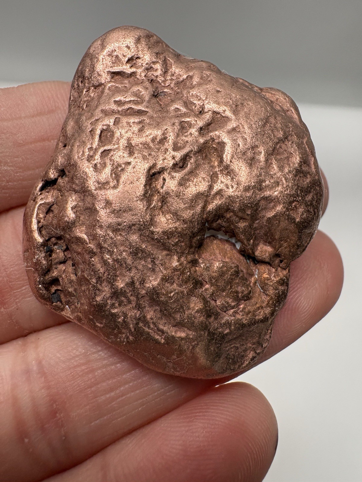 Pure Native Michigan Solid Copper Nugget Specimen Keweenaw Peninsula Mineral