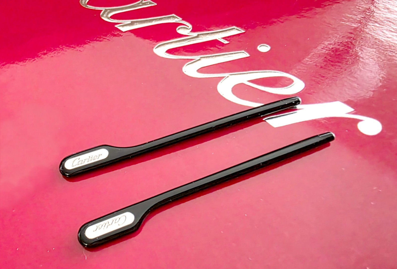 NEW! Authentic Cartier Black/Silver Temple Tips