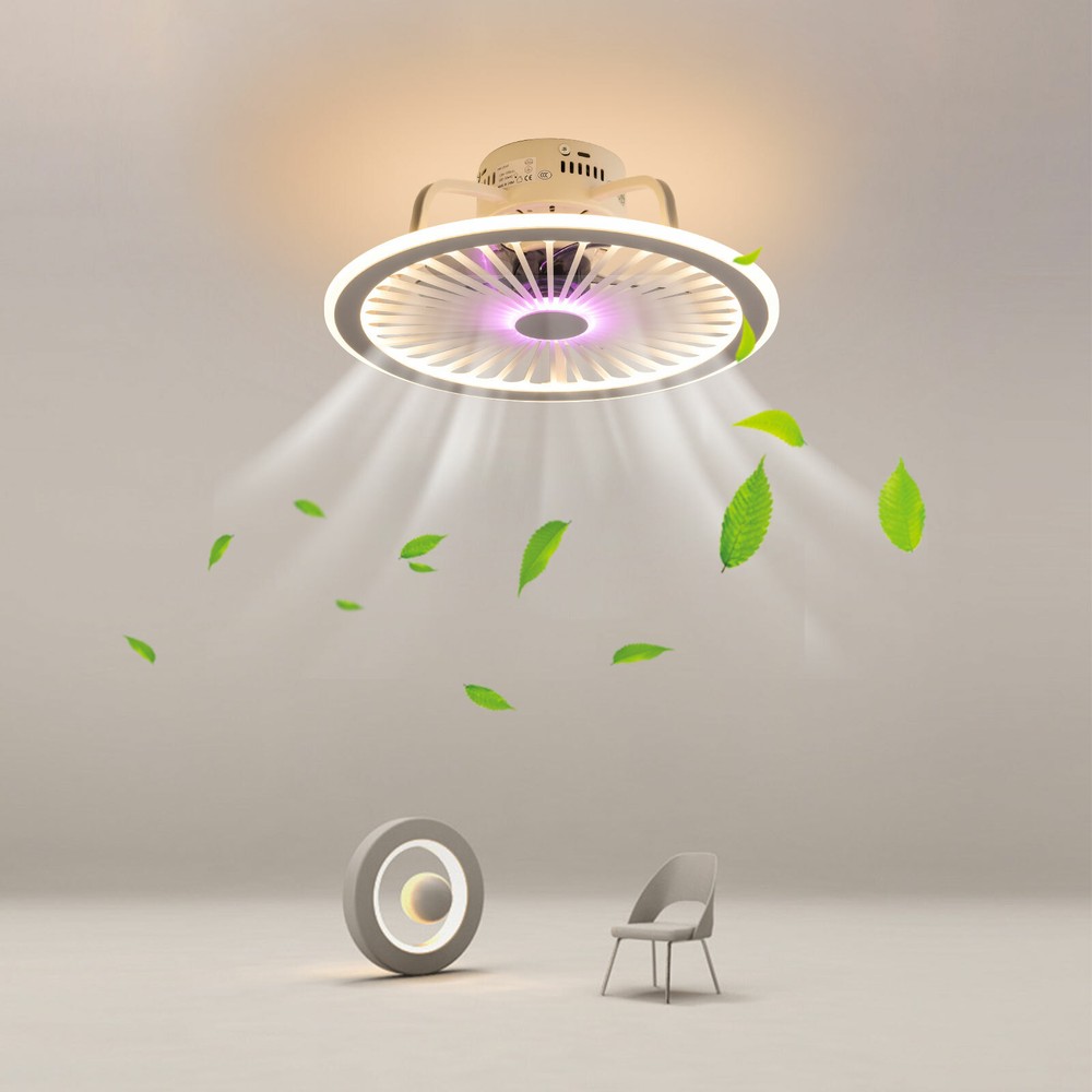 Ceiling Fan Light 48W Dimmable LED Light Flush Mount Lamp Remote Control,Timing