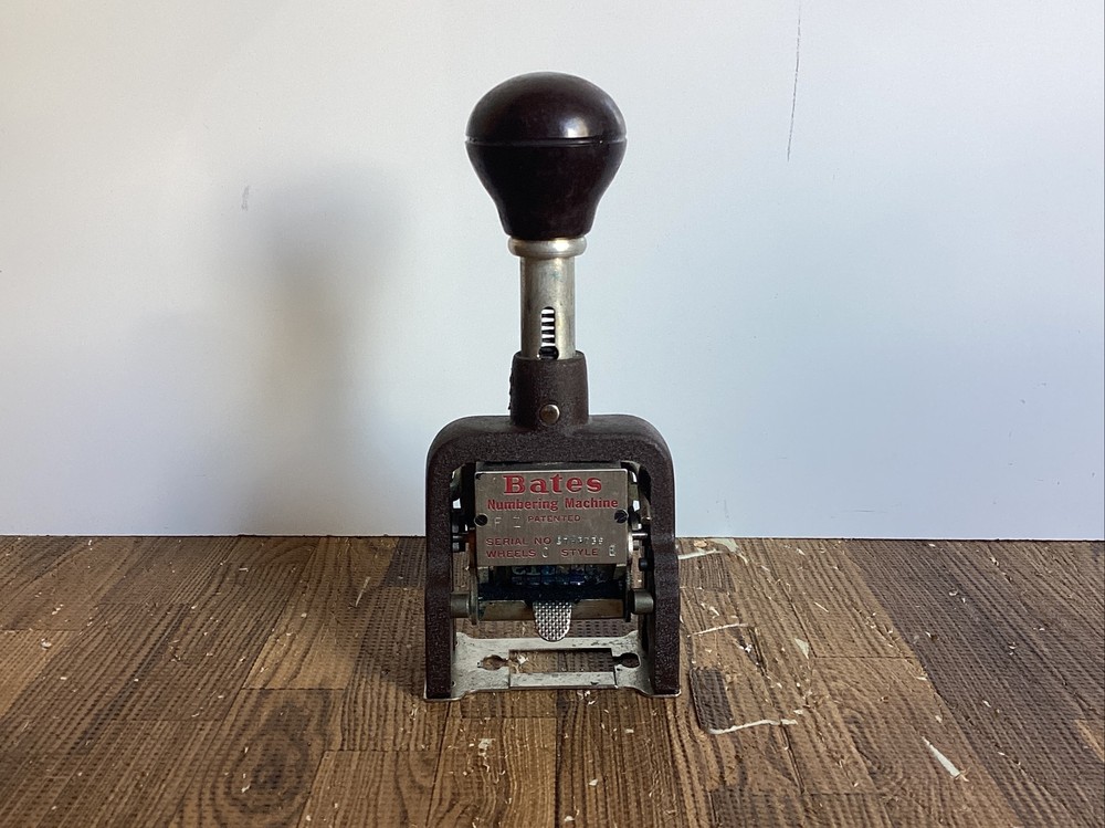 Vintage Bates Numbering Machine 6 Wheels Style E Multiple Movement