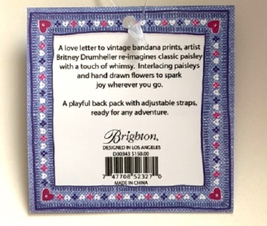 Brighton Bandana Love Backpack new