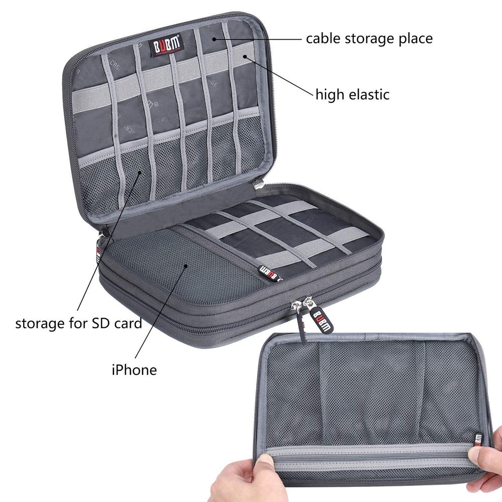 Electronic Cable Organizer Bag - Portable Travel Double Layers Electronic Dig...