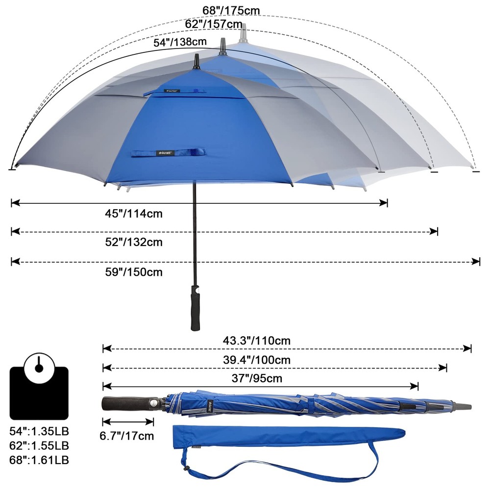 G4Free 62" Automatic Open Golf Umbrella, Oversize Double Canopy Windproof Vent