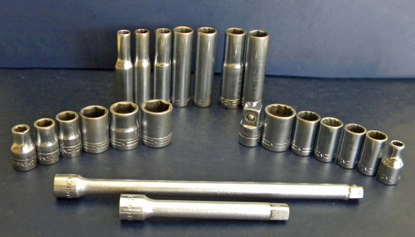 Vtg Craftsman 22 PC =V= 6PT, 12PT SAE Shallow, Deep Sockets, Extensions Lot
