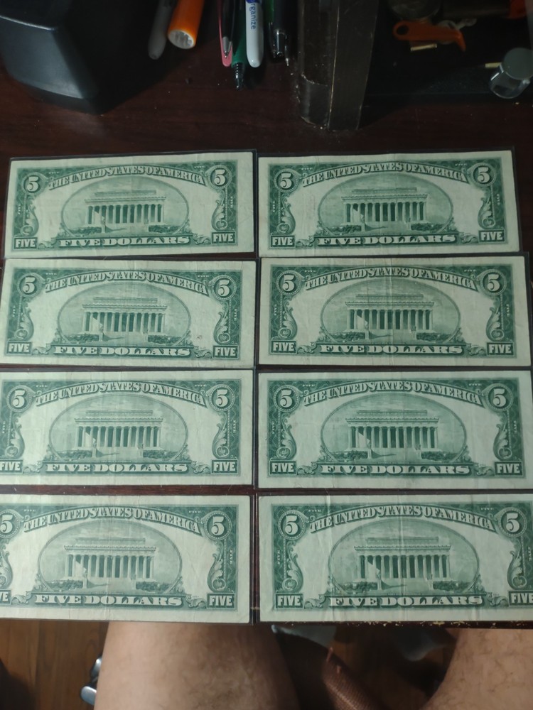 1953 $5 silver certificates..total (8)