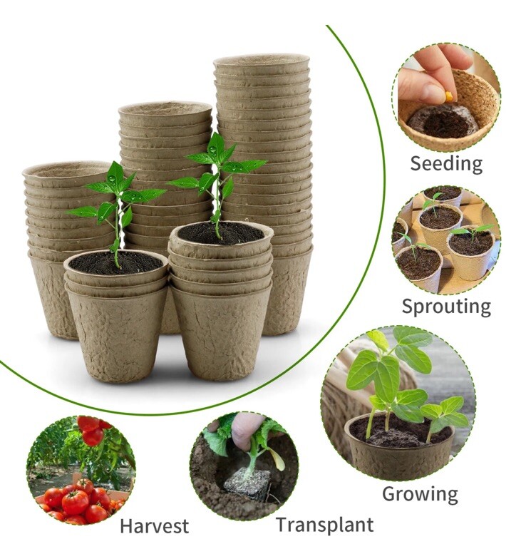 Biodegradable Peat Pots Set of 2 (20) pots