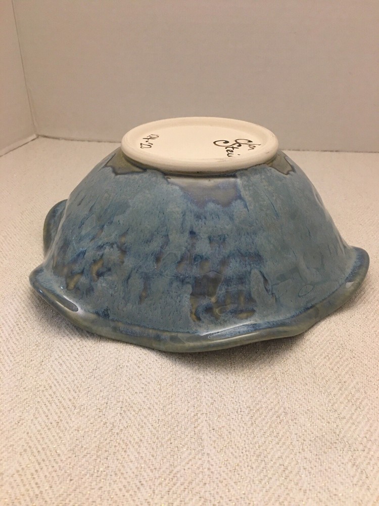 Jen Stein Art Pottery Bowl Decor Piece Chickadee Pattern