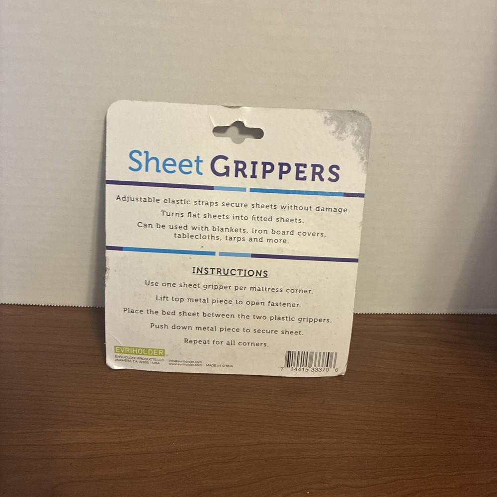 Evriholder Bed Sheet Grippers 4 Piece HOLDERS