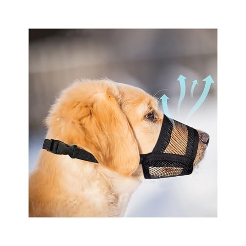 Adjustable Air Mesh Dog Muzzle for Large Dogs | No Bark, Prevent Biting, Chewing