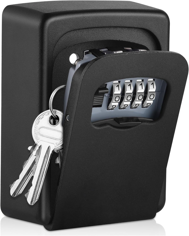 Key Lock Box Wall Mounted,4 Digit Combination Weatherproof Lockbox for outside H