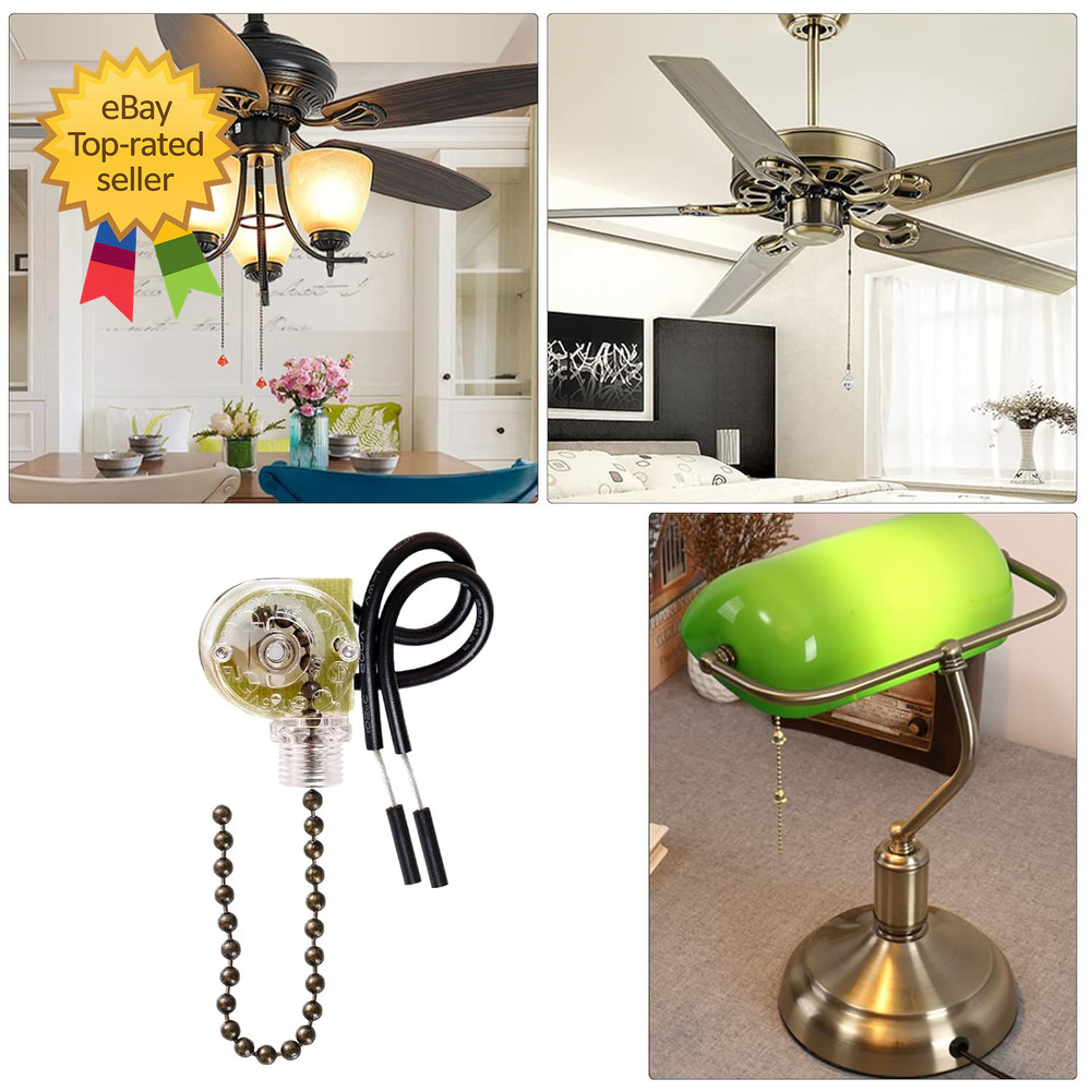 3 Pack Ceiling Fan Pull Chain Switch Zing Ear ZE 109 Two Wire Light Switch