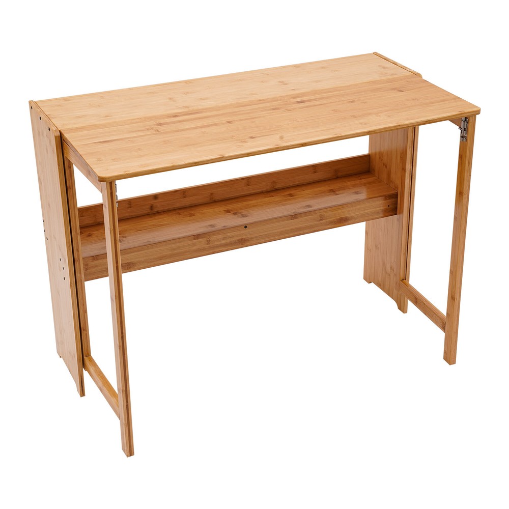 Folding Computer Desk, Modern Writing Table &Storage Shelf Home Office Work Desk