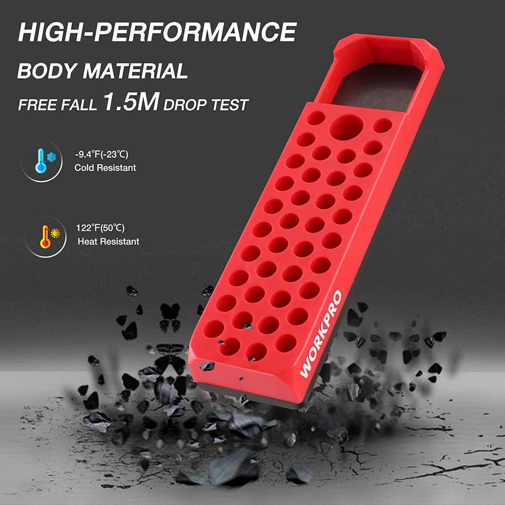 WORKPRO Magnetic Hex Bit Organizer Screwdriver Drill Bit Holder Tray for 1/4 Hex