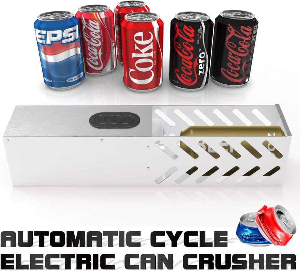 Can Crusher, Automatic Can Crushers for Recycling Wall Mounted, Can Trash Com...