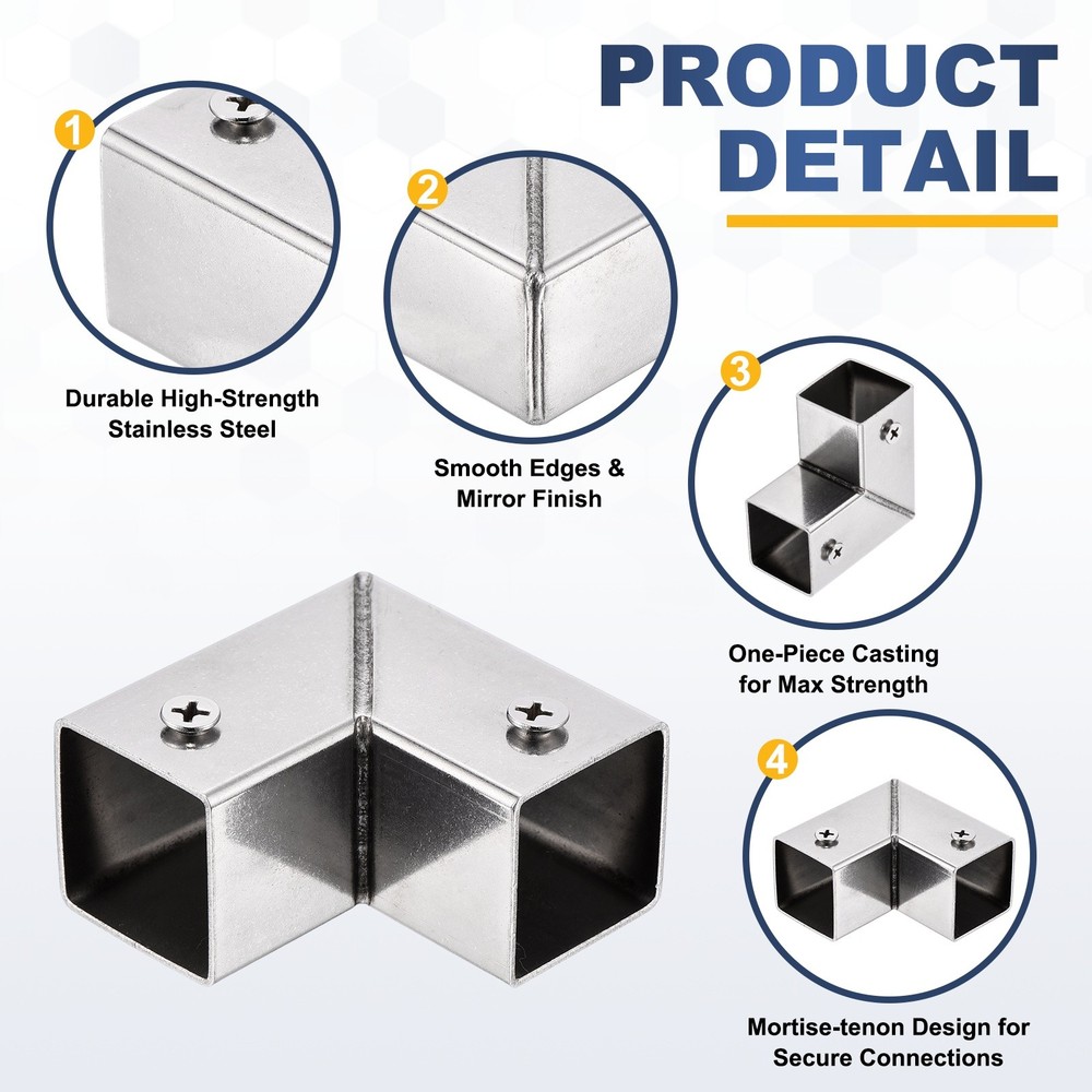 5Pcs End Rail Clamps 1" Flat Square Structural Pipe Connector 2-Way