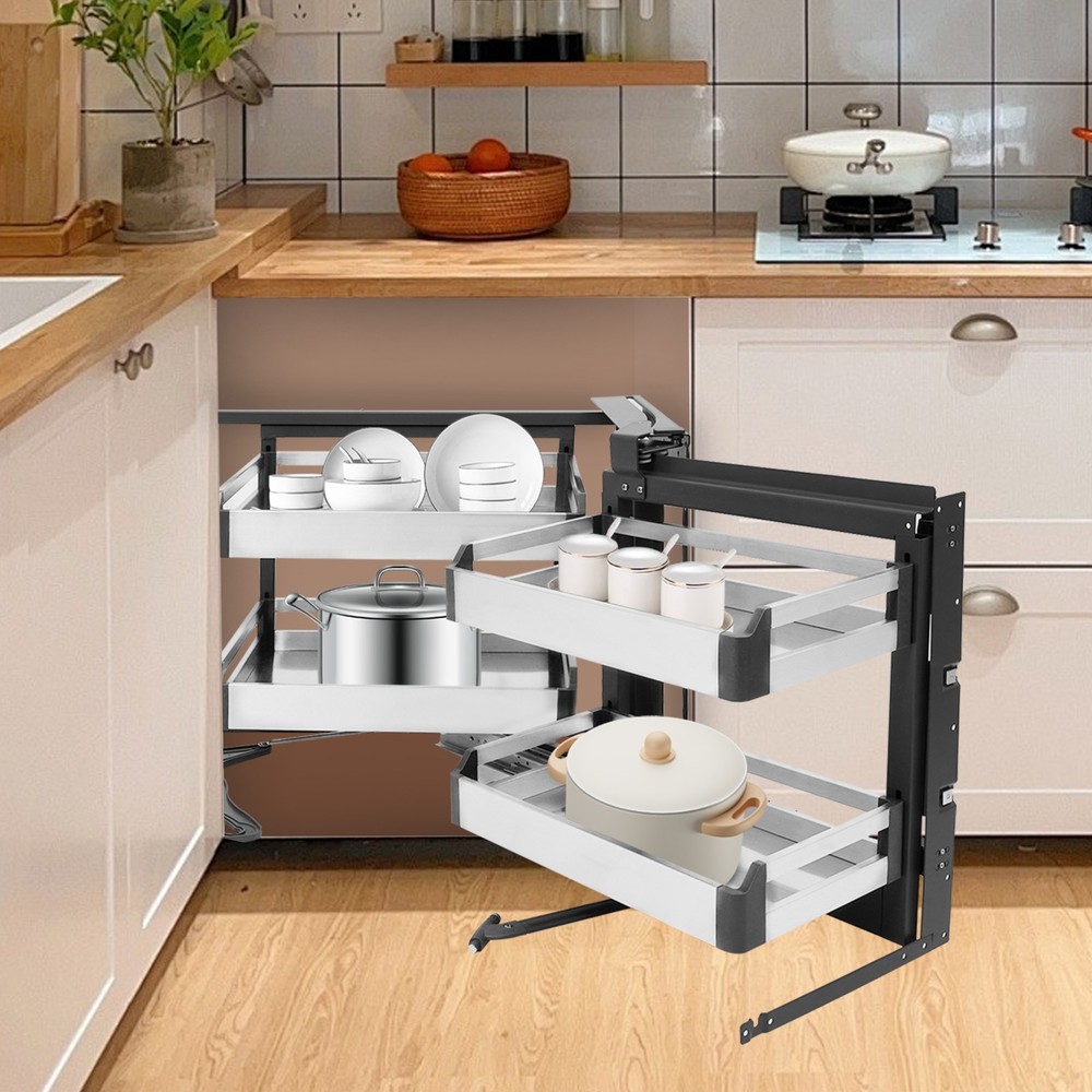 Blind Corner Cabinet Pull-Out Small Space Organizer Kitchen Swivel Storage Shelf