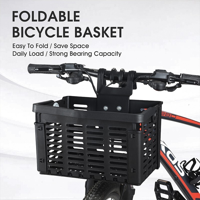 WEST BIKING Foldable Bike Front Handlebar Basket Bicycle Rack Pack Basket Black