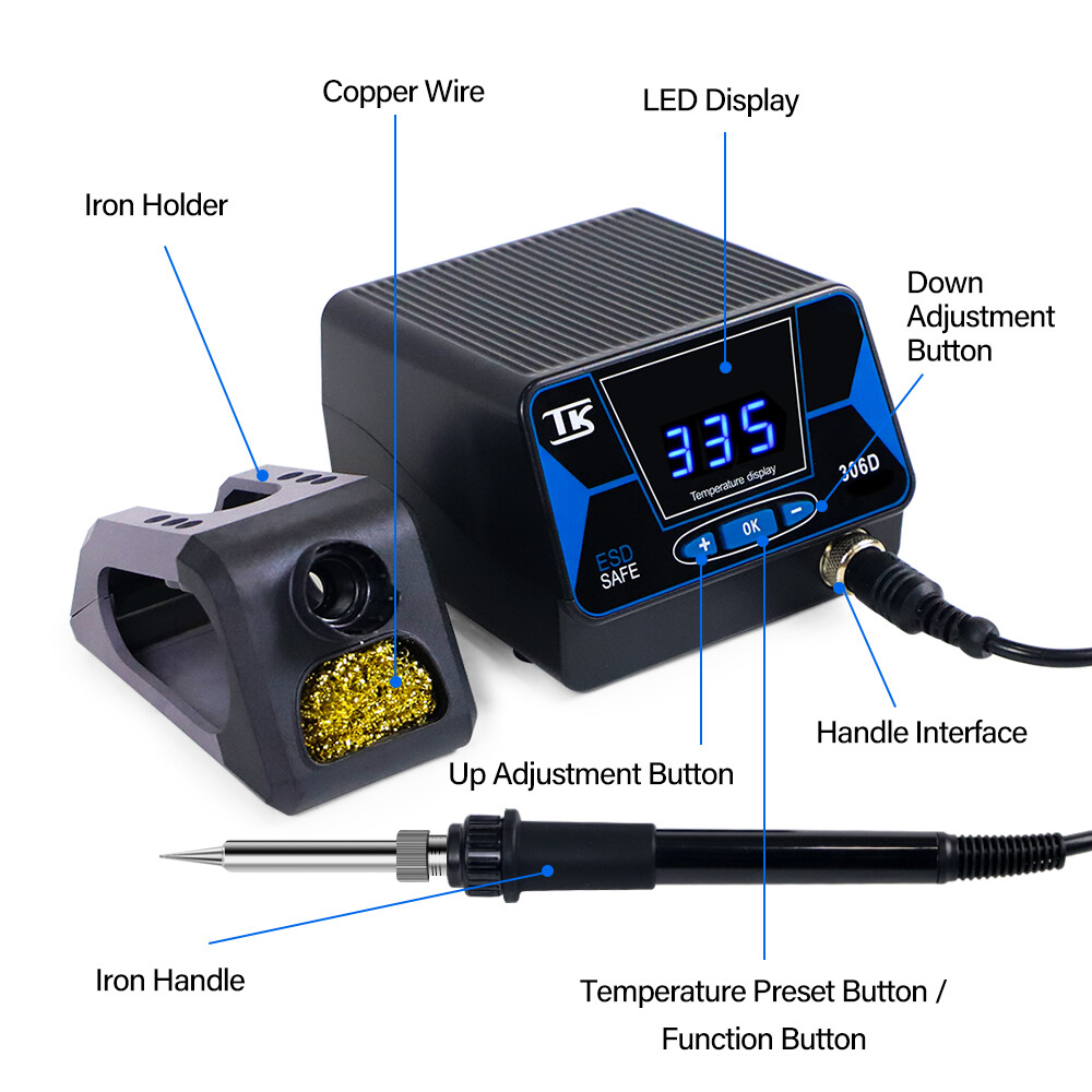 110V SMD Rework Soldering Station Iron Kit 60W Welding Tool Digital LED Display