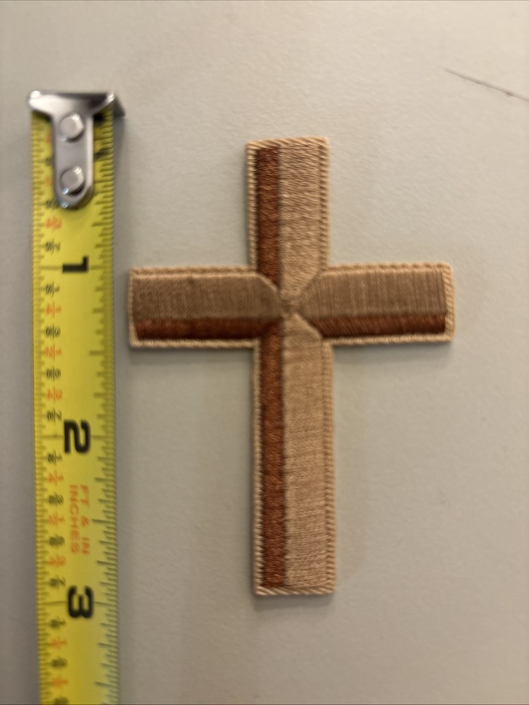 Brown Cross - Embroidered Iron on Patch