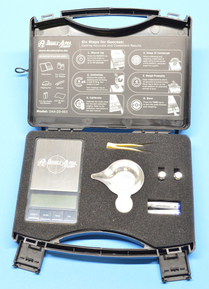Double Alpha 300 Grian Cap, .05 Grain Digital Precision Reloading Scale & Box