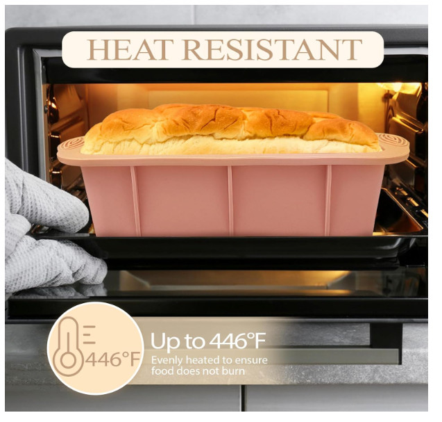 2PCS Silicone Bread Loaf Pan Non-Stick Rectangular Baking Mold for Cake Bread