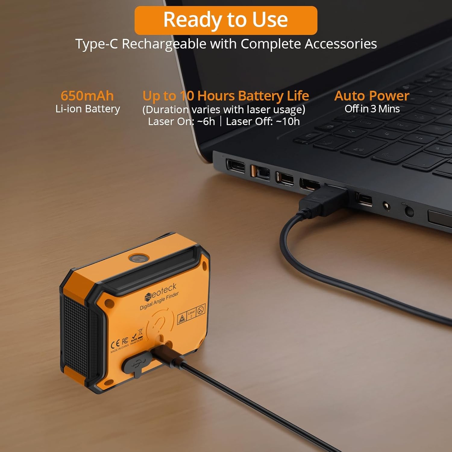 Neoteck 3-in-1 Digital Angle Finder Gauge Inclinometer Magnetic with Laser Level