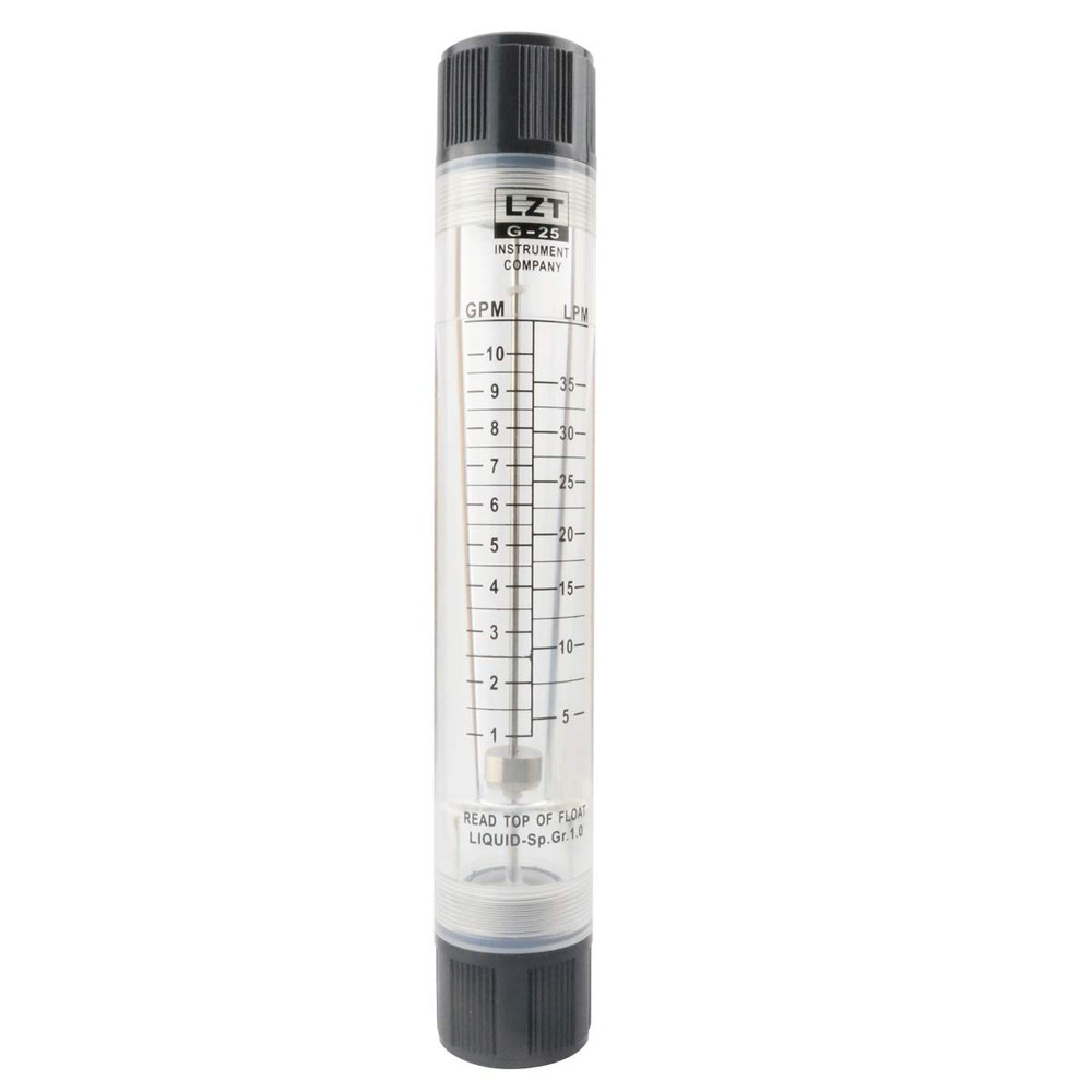5-35LPM Inline Clear Acrylic Water Flowmeter 1PT Dia Threads