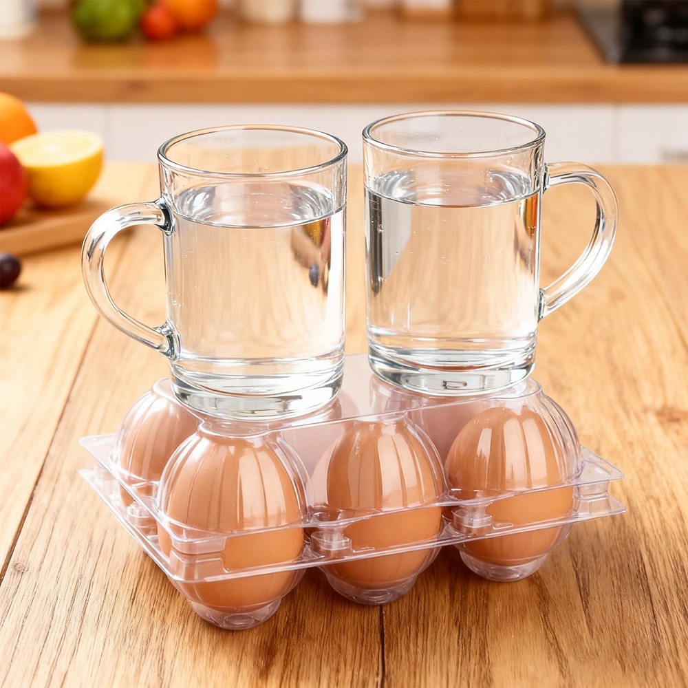 Plastic Clear Egg Carton for 6 Eggs,12Pack Egg Tray Reusable Medium