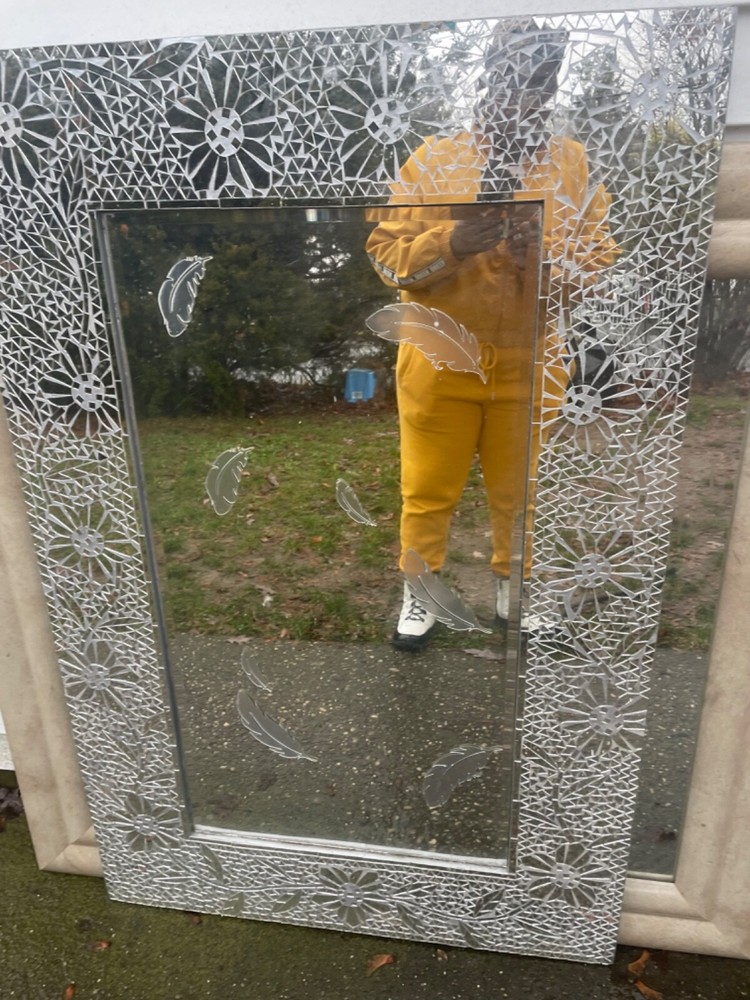 Handmade tall glass cut mirror