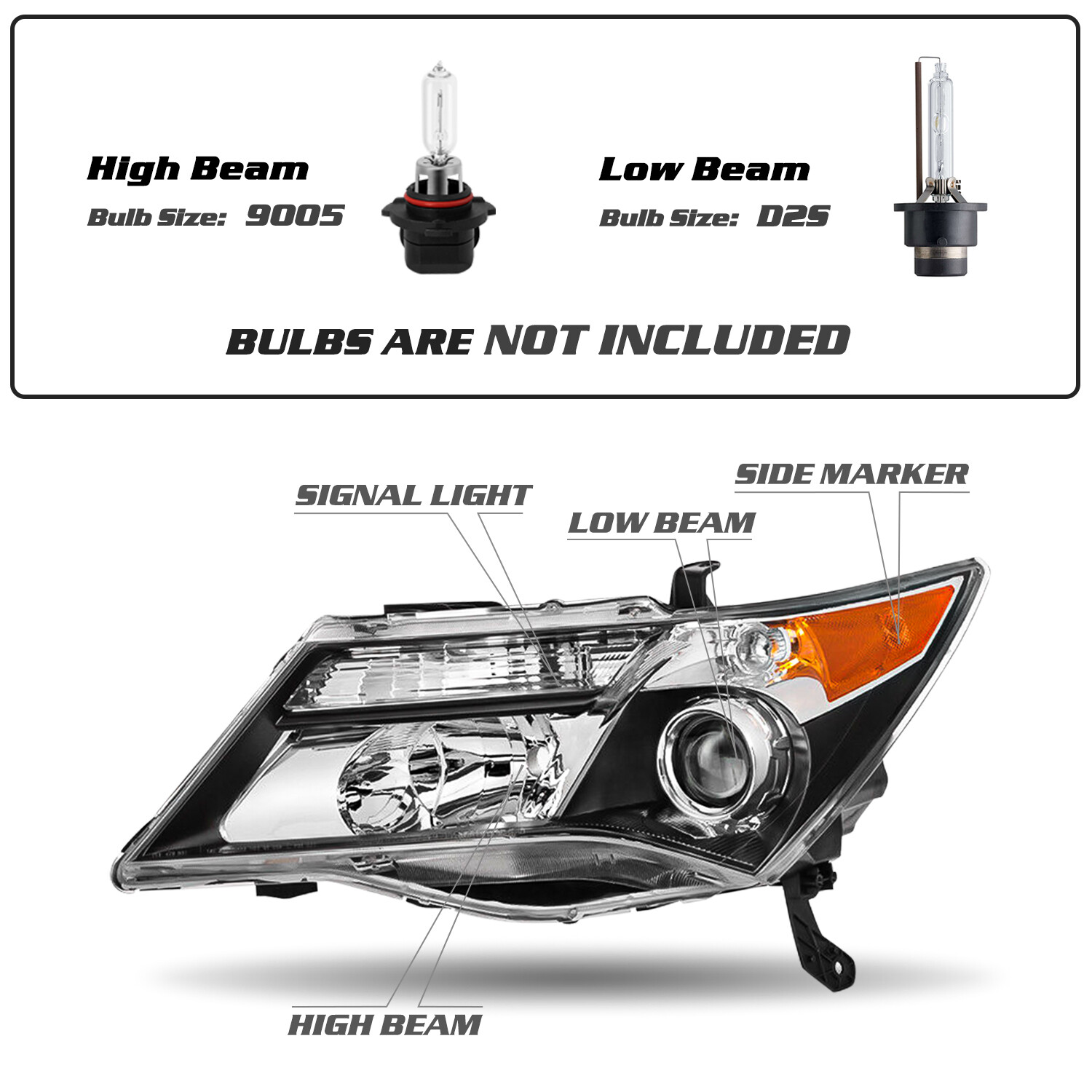 For 2007-2013 Acura MDX Headlights HID Xenon Headlights Assembly Pair w/o AFS