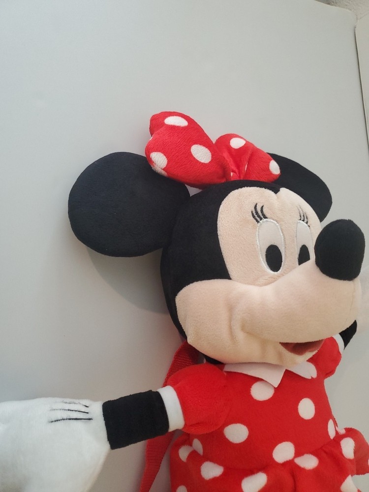 Disney Minnie Mouse Plush Backpack w/Adjustable Straps IncludeZipper Compartment