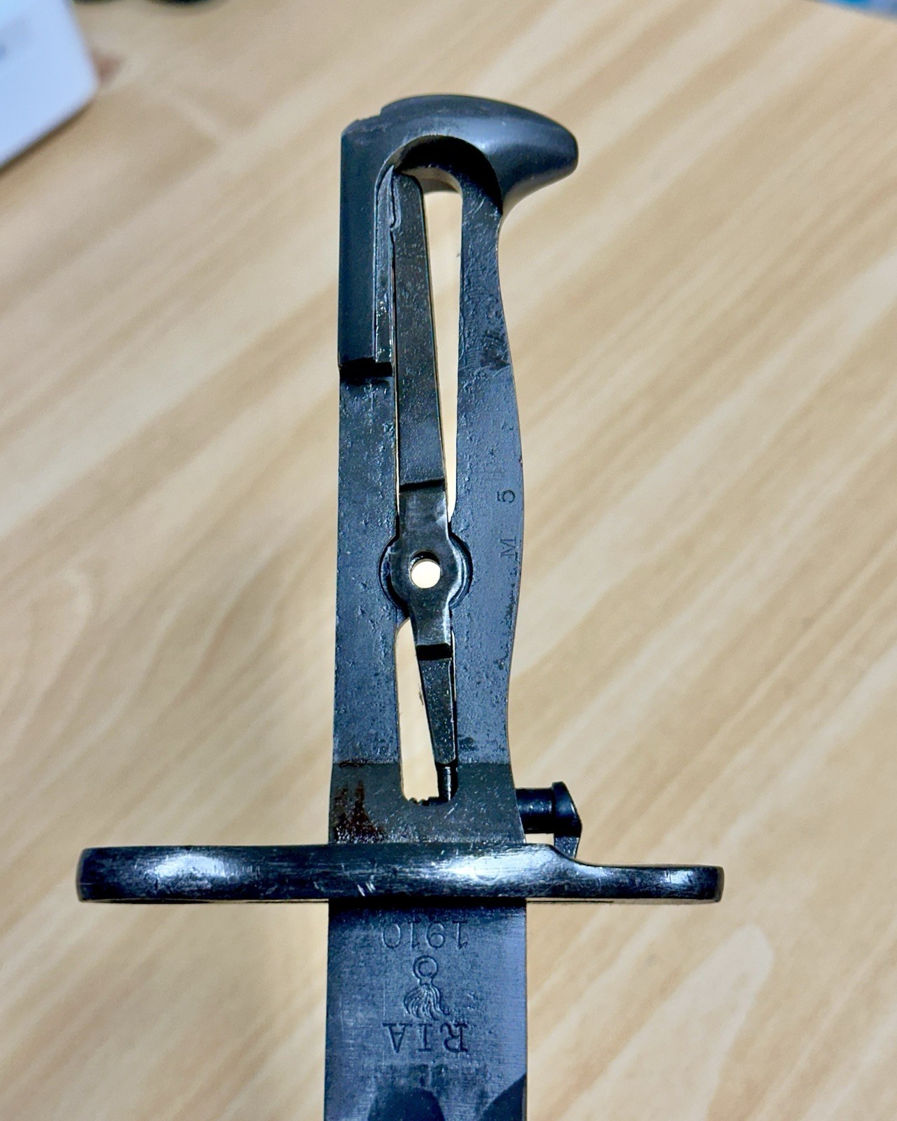 WWI US M1905-E1 10” Bayonet RIA 1910 Rock Island Armory Marked USS Nevada BB 36