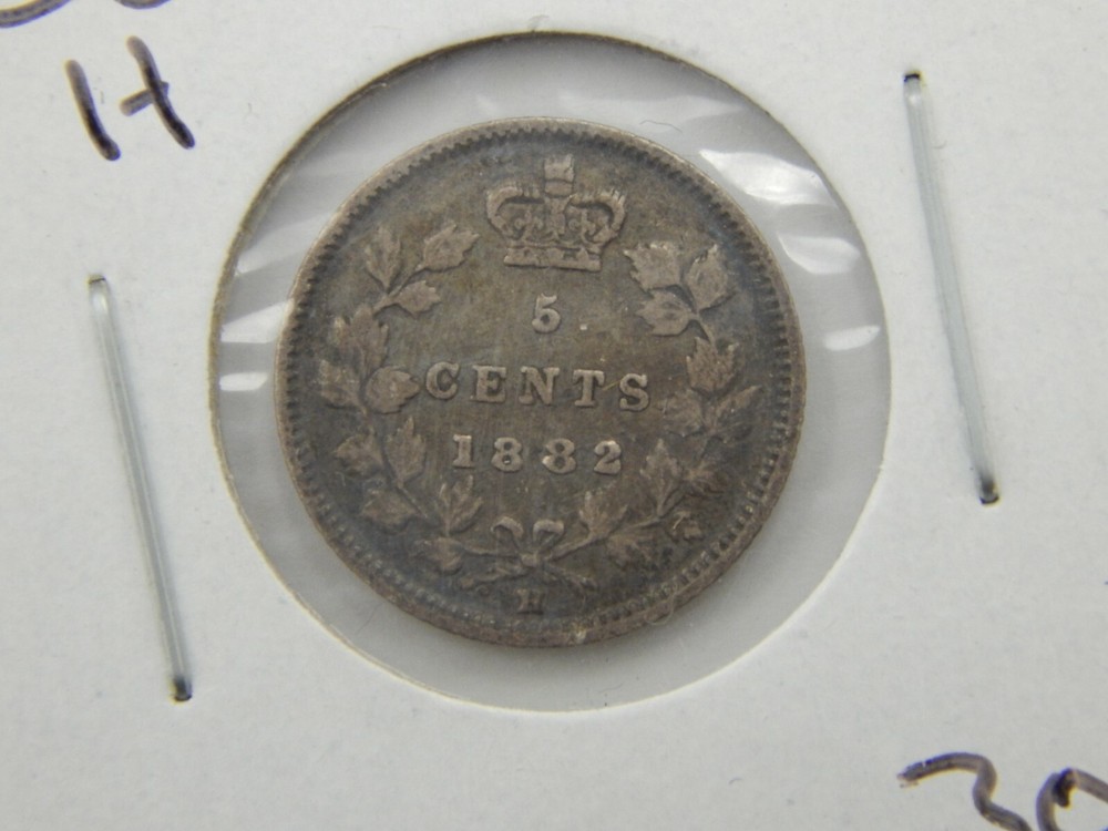 1882 H Canada Silver 5 Cent Coin F