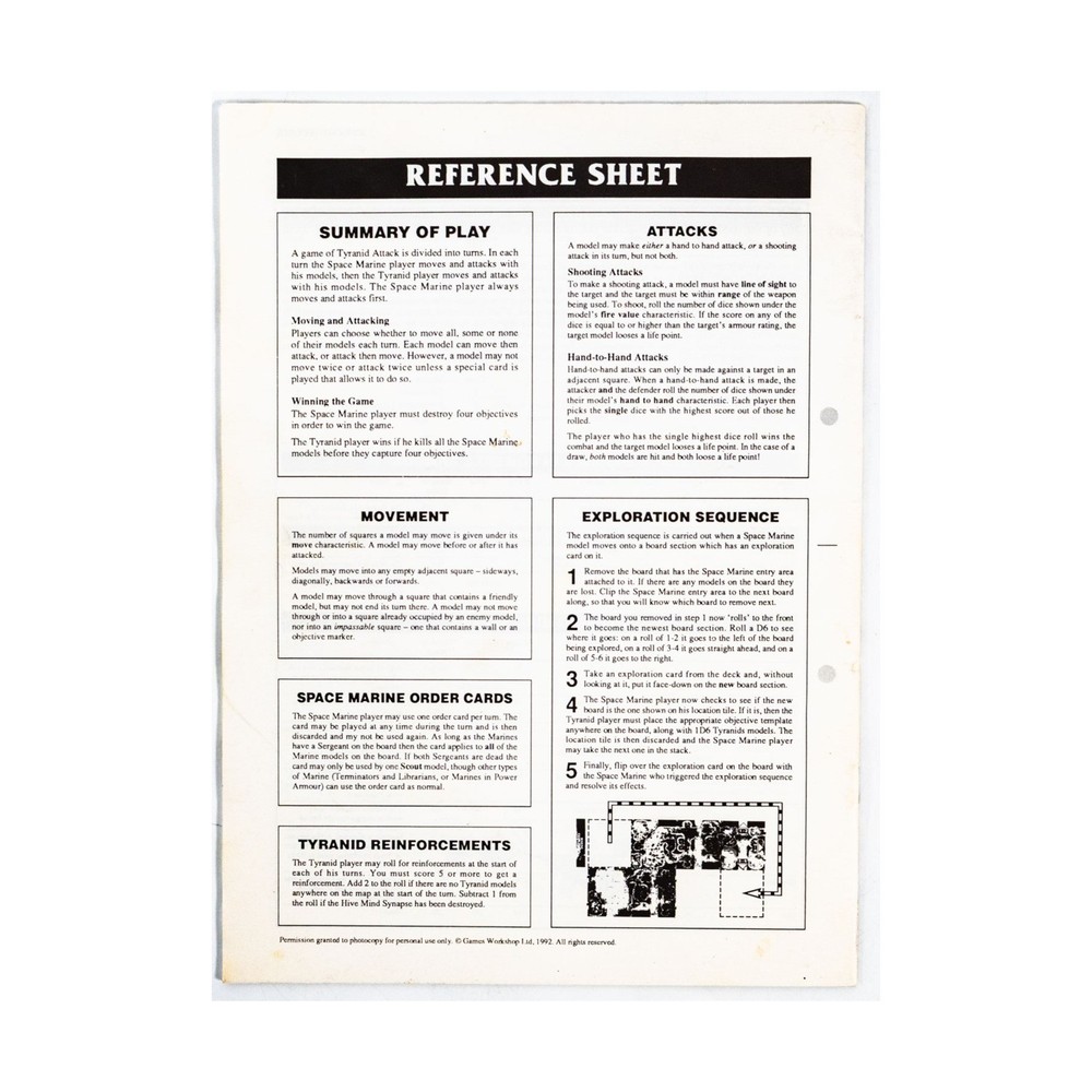 GW Boardgame Tyranid Attack - Rule Book Only EX