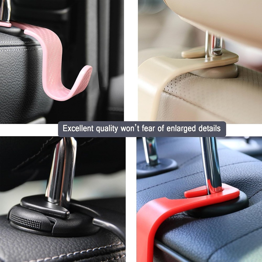 Durable ABS Car Headrest Hooks 4 Pack - Space-Saving Hanger for SUVs & Trucks