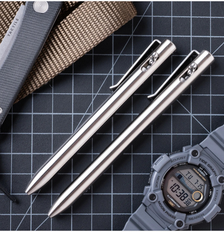 Tactile Turn Switch Pen – Titanium - Pick Standard or Short Length - Made in USA