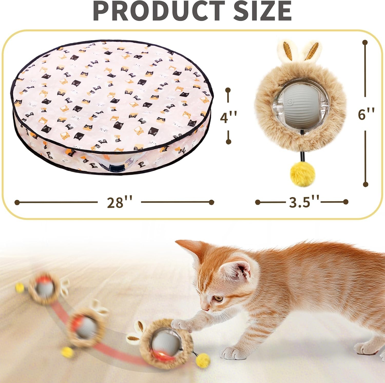 Interactive Cat Toy Ball Fast Rolling in Pouch, Motion Activate Chirping Sensory