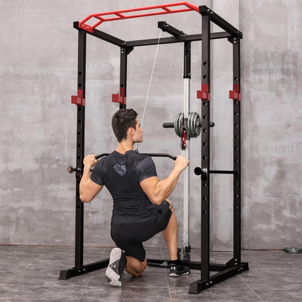 Power Cage, Multi-functional Power Cage with Adjustable Squat Rack Barbell Rack