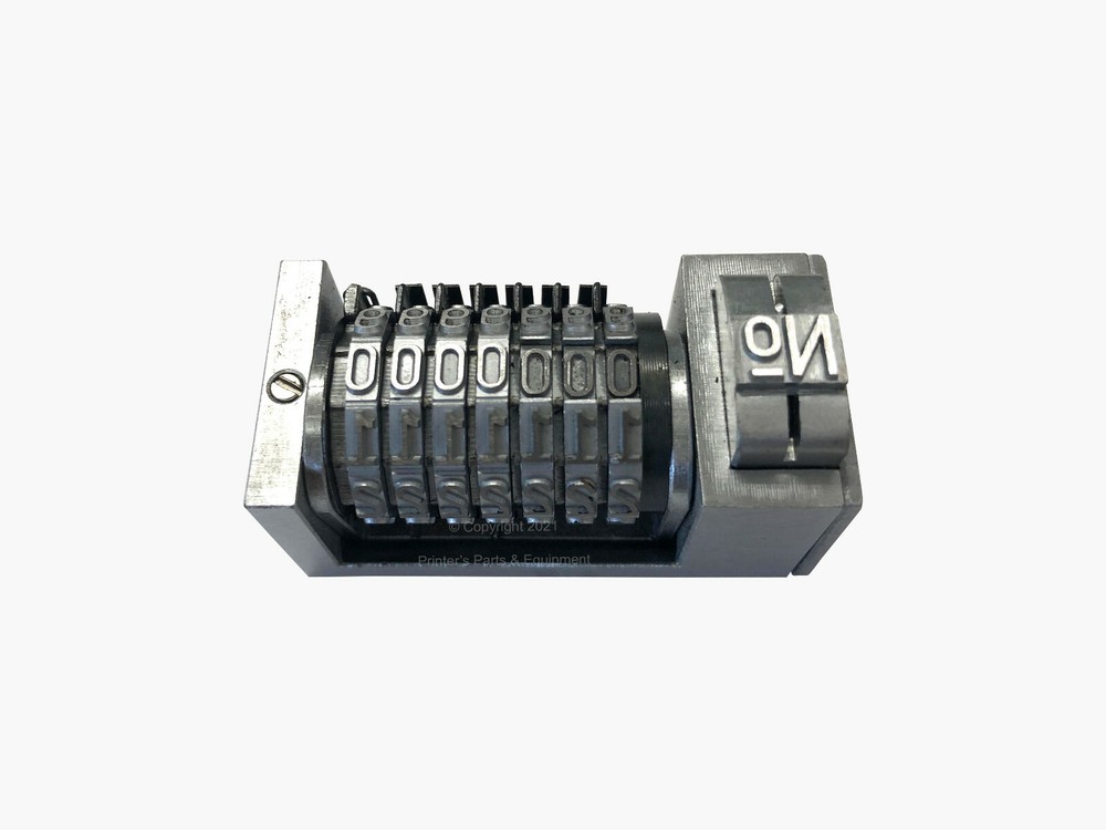 Numbering Machine 5/32 7 Digits Forward Gothic 3 Drop Zeros Letterpress Windmill