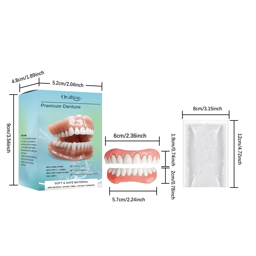 Moldable False Teeth, Veneers Teeth for Women and Men, Upper and Lower Match