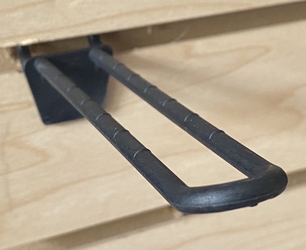 (6 PACK) 4.5 Inch Black Plastic Peg Loop Hooks for Pegboard & Slatwall