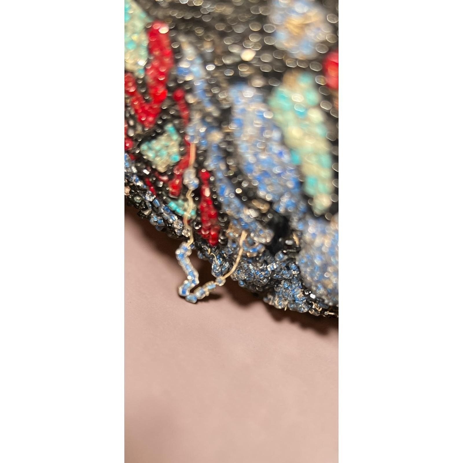 Antique 1920s Art Deco Micro Beaded Flapper Purse Floral Czech Glass Evening Bag