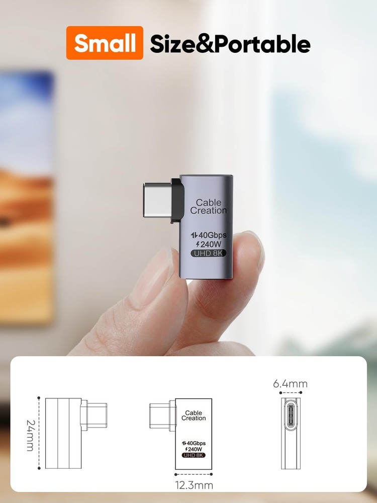 CableCreation Right Angle USB C Adapter 2 Pack, C Male 2PCS, Space Gray