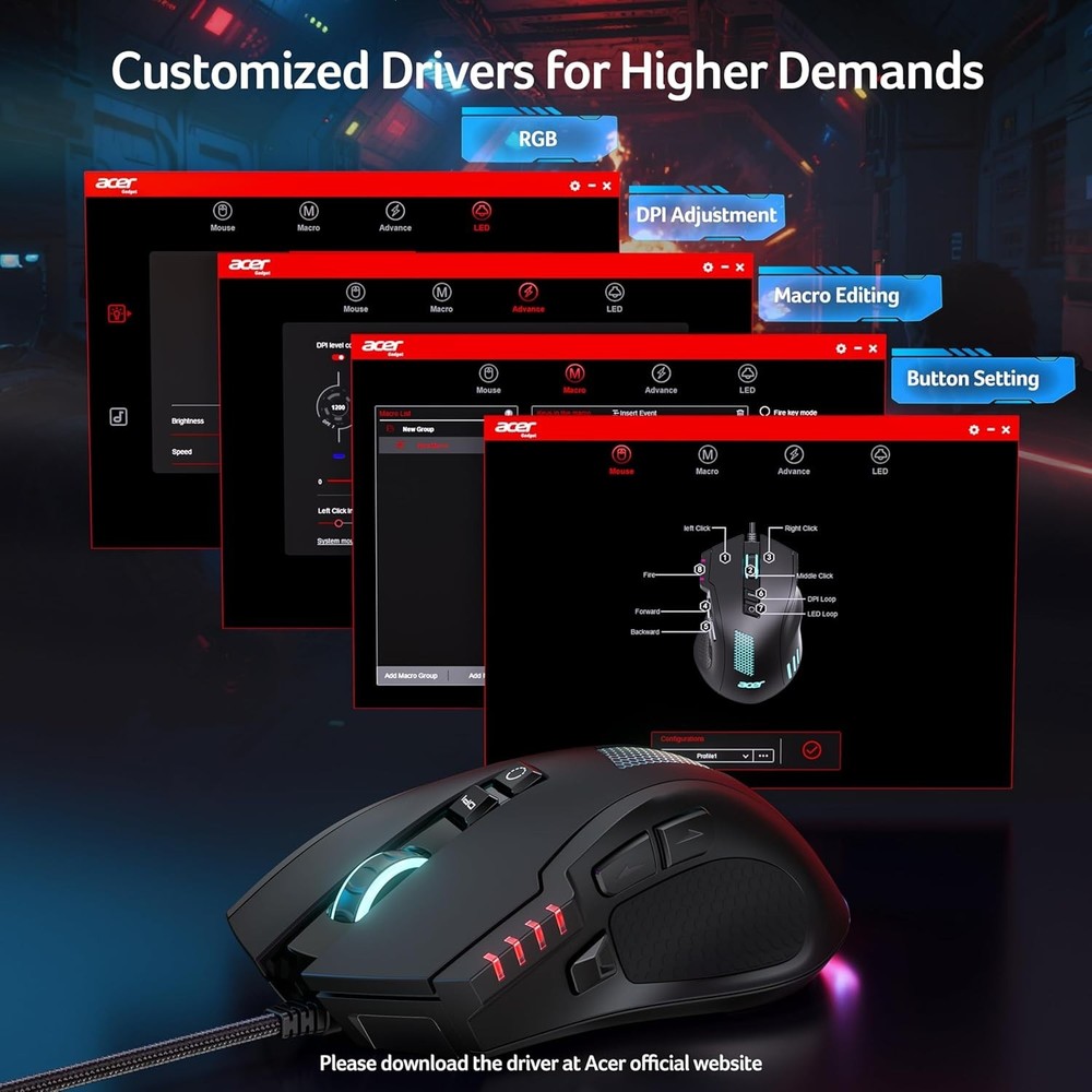Wired Gaming Mouse, 12,800 DPI RGB Ergonomic Computer Mouse with Optical Sensor,